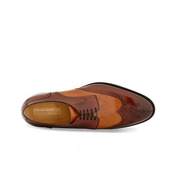 Wingtip Derby Dress up Shiny Brown Hand Painted Shoes