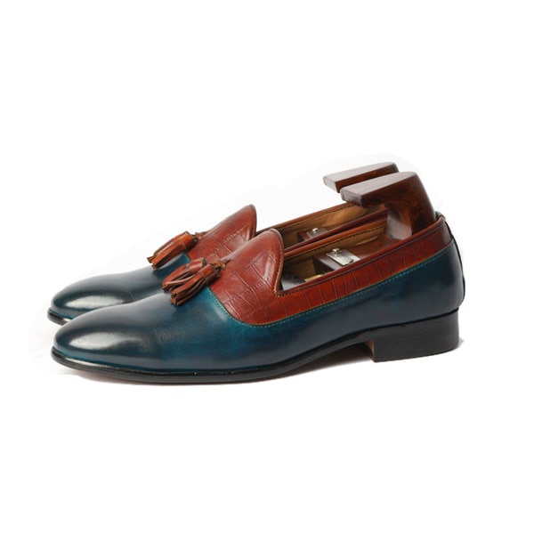 Tassel Leather Dark Teal Loafer