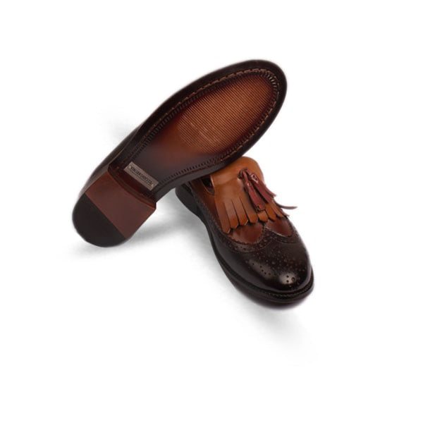 Wingtip Tassel Dark Brown Leather Loafer