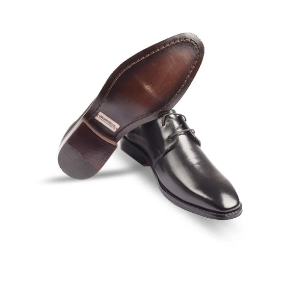 Black Leather Plain Toe Shoes