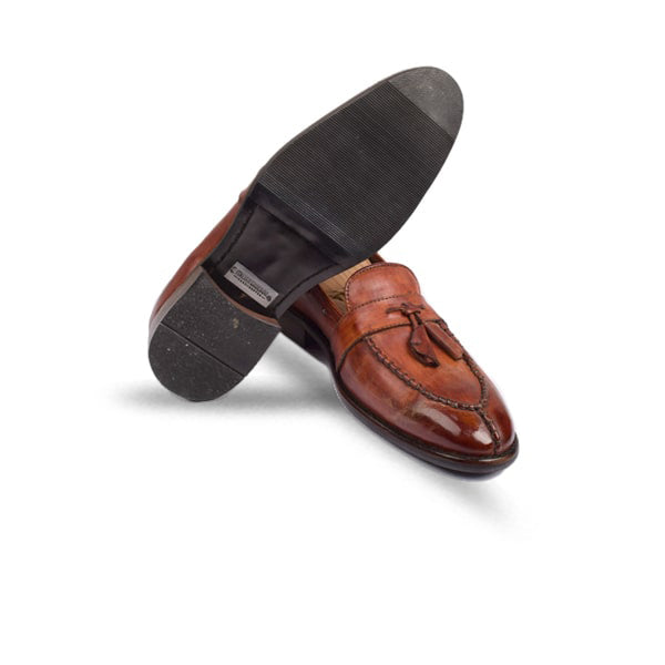 Tassel Brown Hand Painted Leather Loafer